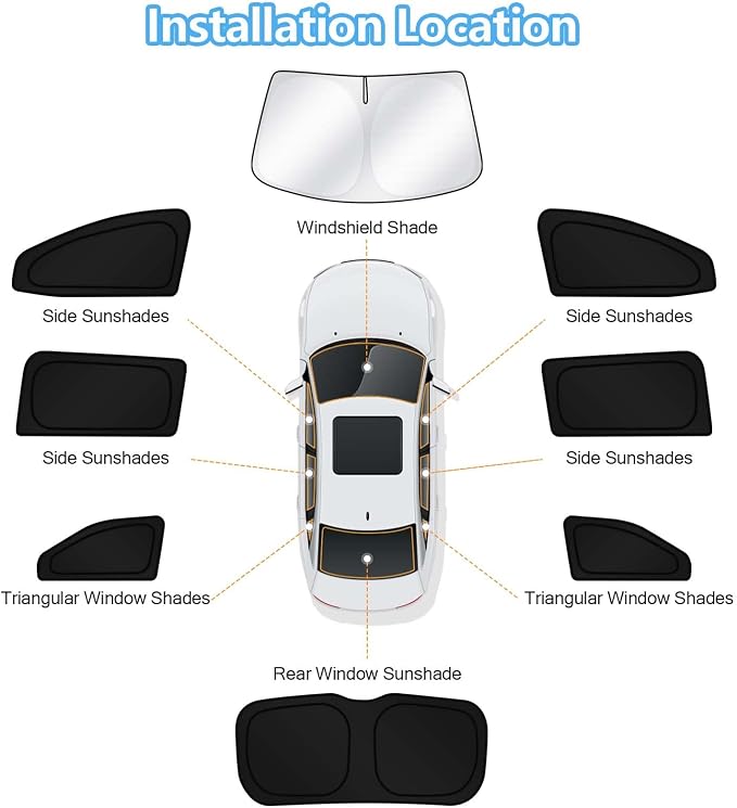 KUST Car Window Shades for 2018-2024 Honda Odyssey Accessories Windshield Sun Shade Side Rear Window Covers Sunshade Privacy Protection for Camping Blackout UV Block Full Set 8PCS