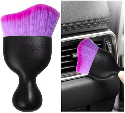 Car Interior Detailing Brush, Curved Car Interior Cleaning Brush with Ultra Soft Bristles & Dust Cover, Scratch-Free Auto Dusting Brushes for Dashboard AC Vent Leather (Purple)