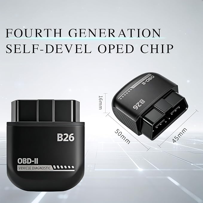 B26 Bluetooth OBD2 Scanner for iOS & Android - Subscription-Free Engine Code Reader, 2026 Upgraded Engine Diagnostic Tool, Reset Check Engine Light for Temporary & Pending Faults