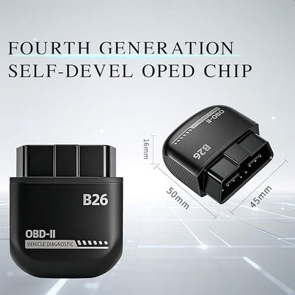 B26 Bluetooth OBD2 Scanner for iOS & Android - Subscription-Free Engine Code Reader, 2026 Upgraded Engine Diagnostic Tool, Reset Check Engine Light for Temporary & Pending Faults
