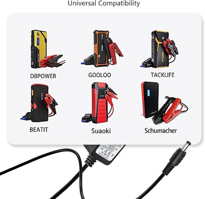 DC 15V 1A Car Jump Starter Power Cord Charger for Peak 450A 500A 600A 800A 1000A Auto Battery Booster AC Adapter, Compatible with Beatit, Schumacher, Tacklife, Gooloo, DBPower DJS50 Jump Starters