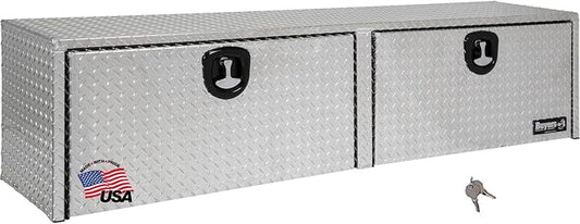 Buyers Products 1701556 Silver Aluminum Diamond Tread Topsider Truck Tool Box, 88x13x16 Inch, Made in USA, Professional Grade, Heavy Duty, Corrosion-Resistant, Dual Drop Doors, Compression Latch