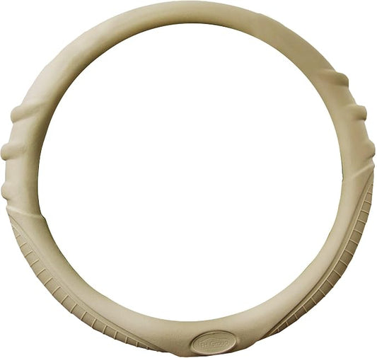 FH Group Universal Fit Silicone with Grip and Pattern Massaging Grip Steering Wheel Cover Fits Most Cars, SUVs, Trucks, and Vans Beige