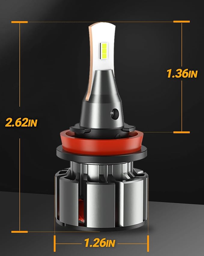 SEALIGHT H11 LED Bulbs, L2 H8 H9 H16 24,000LM Super Brightness 6000K Cool White Fog Bulbs, IP68 Waterproof, Plug and Play, 15000RPM Turbo Fan, 60000Hrs Lifespan, 1:1 Size Driving Bulbs, Pack of 2