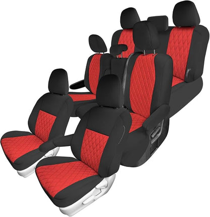 FH Group Custom Fit Car Seat Covers Specifically Made for Toyota Sienna 2011-2020, Car Seat Cover Full Set, 8 Seater Automotive Seat Covers in Red Neoprene, Waterproof and Washable Seat Covers