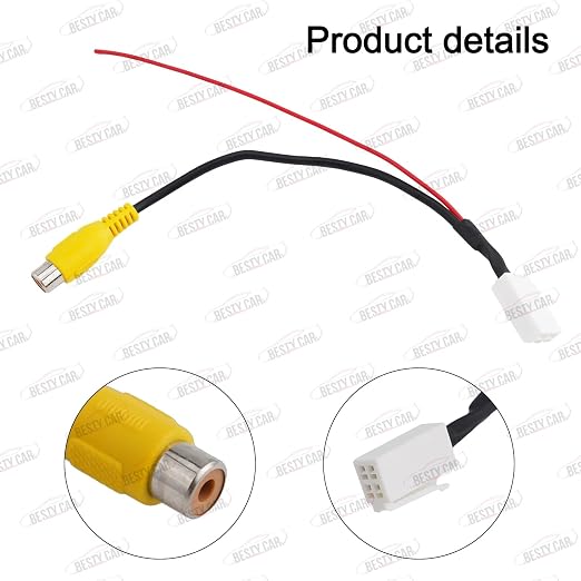 4Pin Fatory Car Radio Stereo Backup Rearview Reverse Camera RCA Video in Cable Converter Adapter Plug for Toyota Mazda Selected Models with Detected Cable