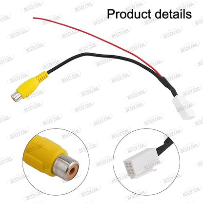 4Pin Fatory Car Radio Stereo Backup Rearview Reverse Camera RCA Video in Cable Converter Adapter Plug for Toyota Mazda Selected Models with Detected Cable