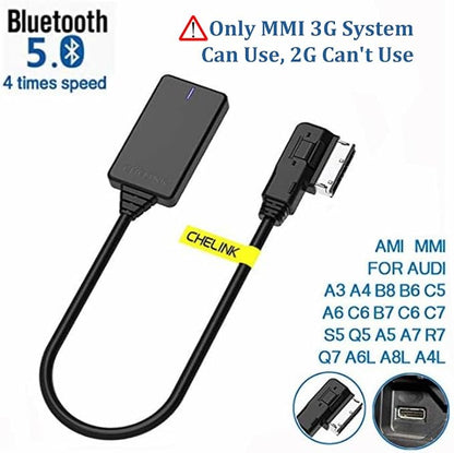 AMI Bluetooth Audio Adapter for Audi MDI MMI 3G System, Wireless Audio Music Interface Cable Adapter for VW Audi A3 A4 A7 R7 S5 Q7 A6L A8L A4L Series for MMI 3G System Only