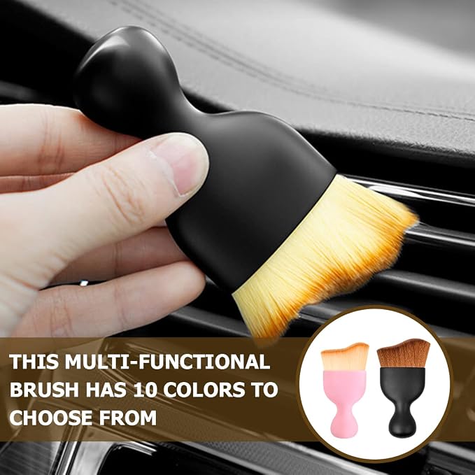 Blilo Car Interior Detailing Brush, Auto Soft Hair Cleaning Brushes, Scratch Free Curved Dirt Dust Collectors, Removal Tool for Vehicle Dashboard Air Conditioner Vents Leather (White/Black/1PCS)