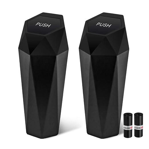 Car Trash Can with Lid - 2-Pack, Interior Accessories for Vehicles, Leakproof Garbage Can with 30 Detachable Trash Bags, Multipurpose Organizers and Storage Solutions for Home and Office
