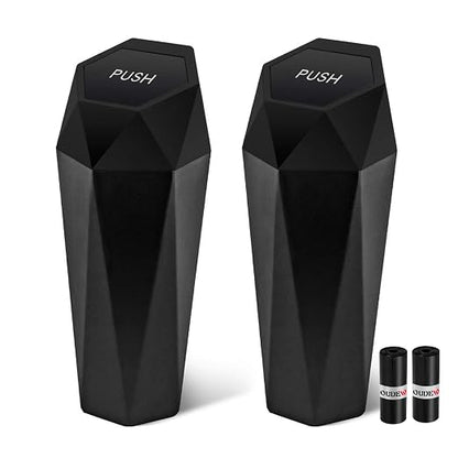 Car Trash Can with Lid - 2-Pack, Interior Accessories for Vehicles, Leakproof Garbage Can with 30 Detachable Trash Bags, Multipurpose Organizers and Storage Solutions for Home and Office