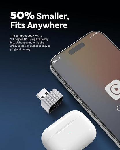 OTTOCAST Mini Cube 3.0 Wireless CarPlay & Android Auto Adapter 2026– Plug & Play, Fast Auto-Reconnect (Sliver)