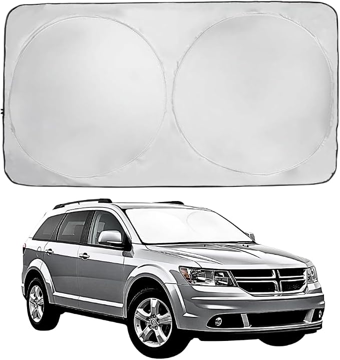 Windshield Sun Shade | Compatible for Dodge Journey (2009-2020) | Certified 99.87% UVB & 99.02% UVA Car Sun Shade. Award Winning Sunshade - Patented Technology | Car Shades by Kinder Fluff