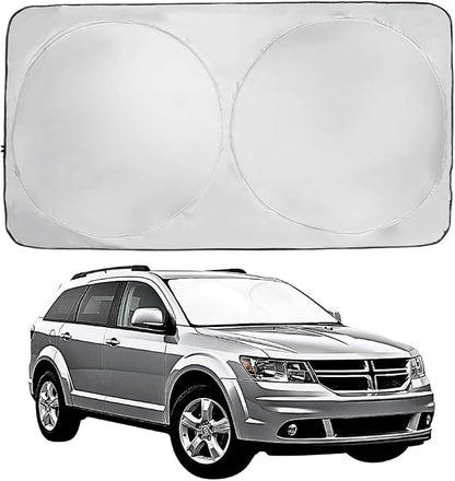 Windshield Sun Shade | Compatible for Dodge Journey (2009-2020) | Certified 99.87% UVB & 99.02% UVA Car Sun Shade. Award Winning Sunshade - Patented Technology | Car Shades by Kinder Fluff