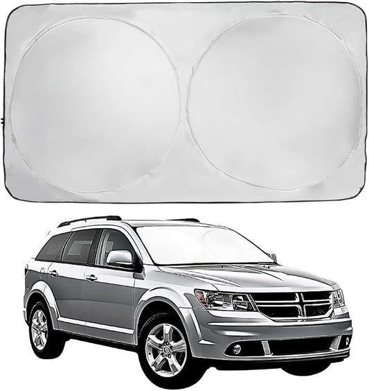 Windshield Sun Shade | Compatible for Dodge Journey (2009-2020) | Certified 99.87% UVB & 99.02% UVA Car Sun Shade. Award Winning Sunshade - Patented Technology | Car Shades by Kinder Fluff