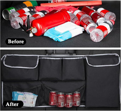 IHOTDER Large Capacity Car Trunk Organizer,Six Pockets Trunk Storage Organizer with Adjustable Straps,Wear-Resistant Oxford Fabric Hanging Trunk Organizer for Car Truck SUV