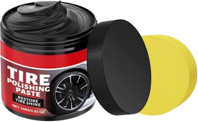 Tire Polishing Paste, Car Tire Shine with Sponge Anti Crack Care Cream for Restore T𝐢r𝐞s Shine (1pcs)