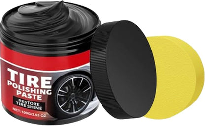 Tire Polishing Paste, Car Tire Shine with Sponge Anti Crack Care Cream for Restore T𝐢r𝐞s Shine (1pcs)
