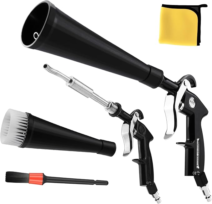 GOCCIDA Car Dry Cleaning Gun,Tornado Air Gun,High Pressure Air Blow Gun,Fast Interior Dryer Car Detailing Kit,Vortex Air Cleaning Tool for Car Detailing(2 Set Nozzle)