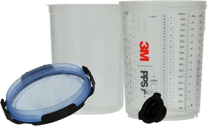 3M PPS 2.0 Spray Gun Cup, Lids and Liners Kit, 26325, Large, 28 Ounces, 125-Micron Filter, Use for Cars, Furniture, House and More, 1 Paint Cup, 50 Disposable Lids and Liners, 32 Sealing Plugs