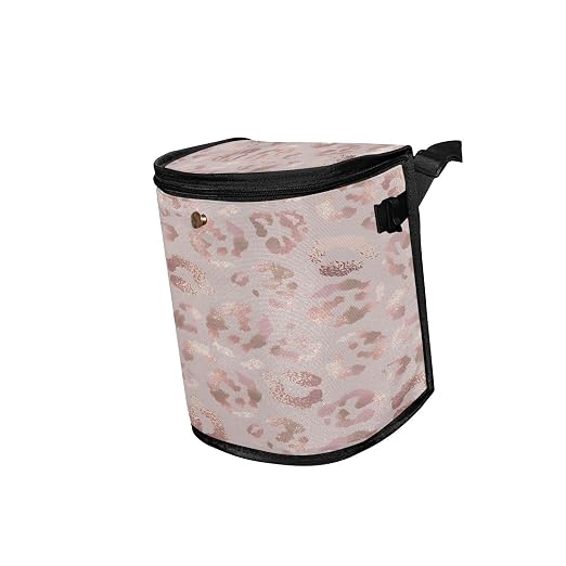 senya Car Trash Can Car Garbage Can Car Waste Basket,Leopard Print Cheetah Rose Gold Leak-Proof Car Trash Bin, Car Trash Hanging Car Accessories Interior Car Organizer Bag