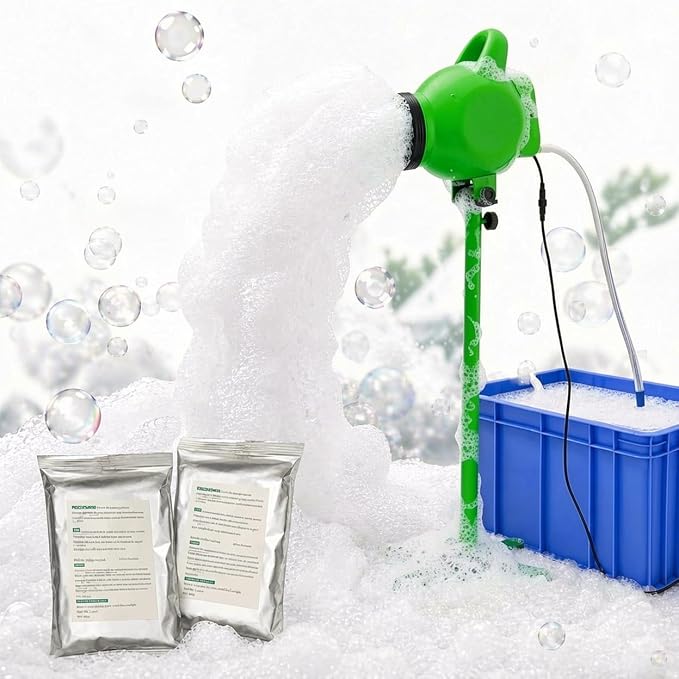 PILIN 800W Bubble Machine for Party Pool Foam Cannon Outdoor Heavy Foam Machine with Water Tank,2 Foam Powder for Gatherings, Holiday Celebrations, Party