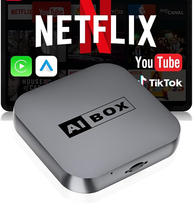 Wireless CarPlay/Android Auto Adapter with Netflix & YouTube, Upgraded Car Play Wireless Adapter for iPhone 8+& Android 11.0+, Plug & Play Dongle for Car, Smart AI Box Only for Cars with Wired CarPlay