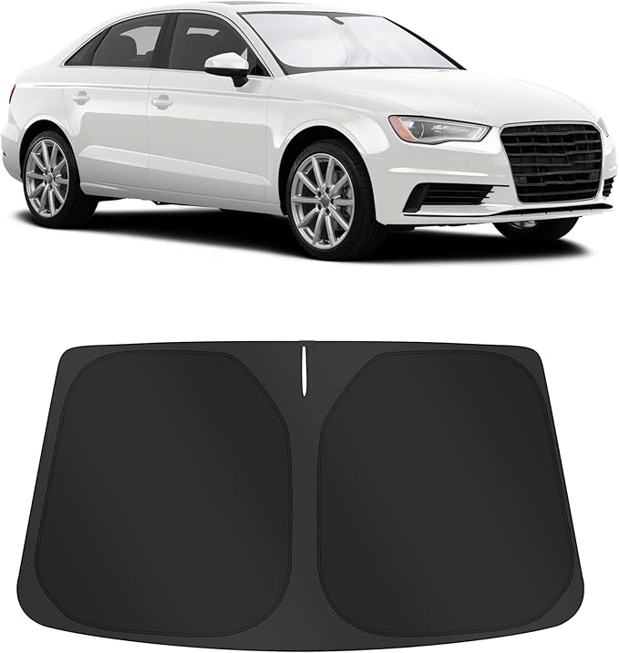 TINGLU Sun Shade for Audi A3 2014-2020 Accessories Windshield Sun Shade Window Shade UV Rays Protection Sun Visor Cover with Steering Wheel Sunshade Storage Bag