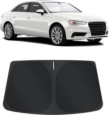 TINGLU Sun Shade for Audi A3 2014-2020 Accessories Windshield Sun Shade Window Shade UV Rays Protection Sun Visor Cover with Steering Wheel Sunshade Storage Bag