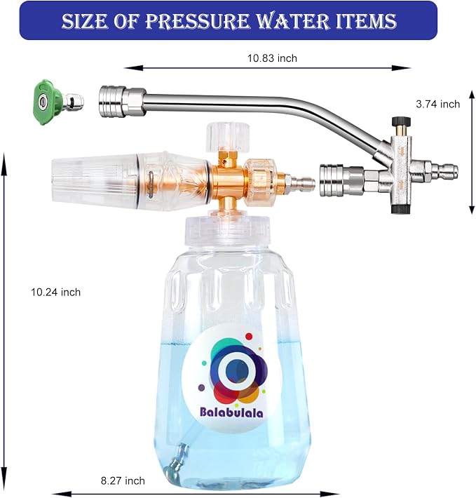 Foam Cannon for Pressure Washer with Dual Connector, Balabulala Car Foam Cannon with Dual Adapter, 1/4" Quick Connect,4200 PSI