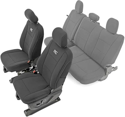 Rough Country Neoprene Seat Covers for 15-22 F-150 |17-22 Super Duty - 91016,Black, Front
