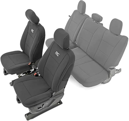 Rough Country Neoprene Seat Covers for 15-22 F-150 |17-22 Super Duty - 91016,Black, Front