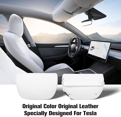HOPON 2025 Upgrade Headrest Pillow for Tesla Model 3 Model Y with Adjustable Strap,Fits All Vehicles,Car Neck Pillow with Leather,for Head,Neck,Shoulders,Multipurpose,Car Accessories 1 Pack (White)