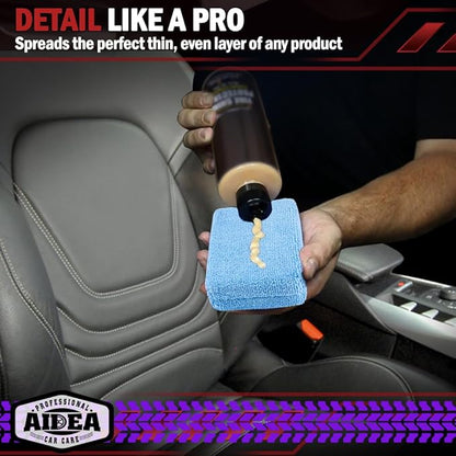 AIDEA Microfiber Applicator Pad-8Pack, Car Wash Sponge, Premium Microfiber Sponge and Cleaning Pads, Perfect for Effortless Wax, Sealant, and Conditioner Application, Car Detailing Supplies, Blue