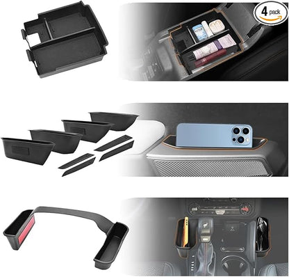 GZSH 3 PCS Trunk Organizers for 2025 2026 Ford Bronco 4 Doors Automatic Transmission ONLY with Center Console Organizer, Door Handle Storage, Gear Shift Organzier (Not for Sport&2Door)
