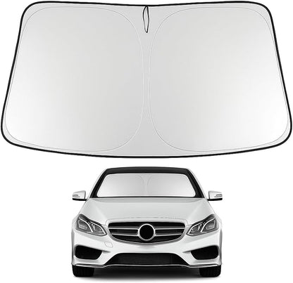 Proadsy 2026 Upgrade Windshield Sun Shade Custom Fit 2010-2016 E Class Foldable Front Sunshade Protector Sun Visor Blocks UV Rays Keep Car Cooler