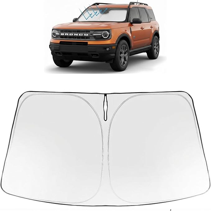Proadsy Windshield Sun Shade Custom Fit Ford Bronco Sport 2021-2026 Foldable Front Sunshade Protector Sun Visor Blocks UV Rays Keep Car Cooler Accessories