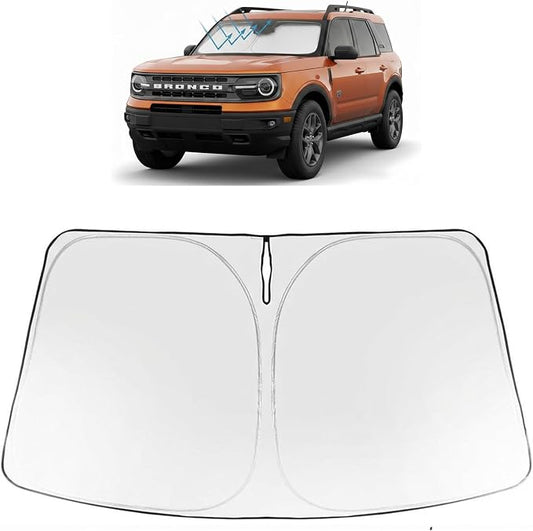 Proadsy Windshield Sun Shade Custom Fit Ford Bronco Sport 2021-2026 Foldable Front Sunshade Protector Sun Visor Blocks UV Rays Keep Car Cooler Accessories