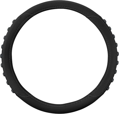 Motor Trend FlexGrip Steering Wheel Cover for Cars – Standard 15 inch Car Steering Wheel Cover, Black and Charcoal Gray Steering Wheel Protector for Auto Truck Van SUV