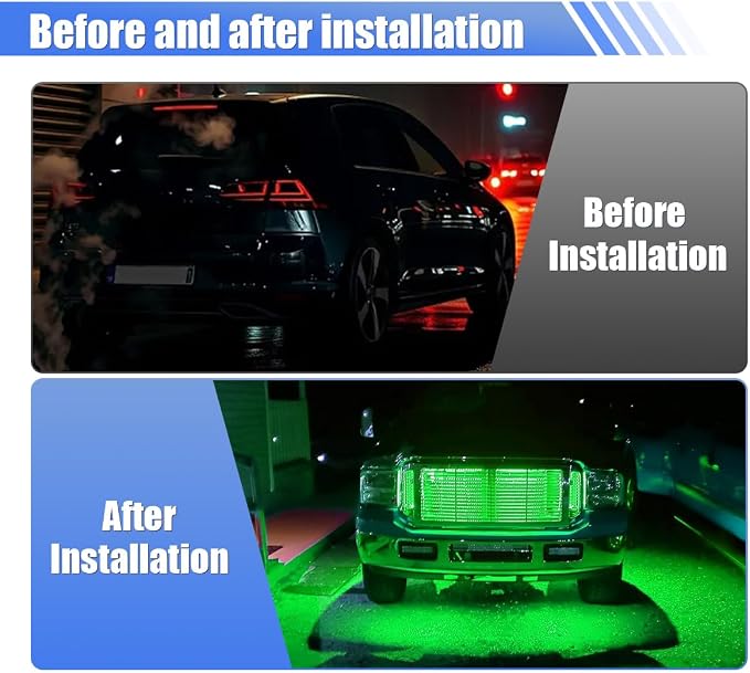 6PCS Car LED Light Strip for Underbody - 1Ft 12V Flexible Waterproof Car Underglow Strip Auto Interior & Exterior Decoration Light - High Brightness LED Strips for Motorcycle Boat (Green)