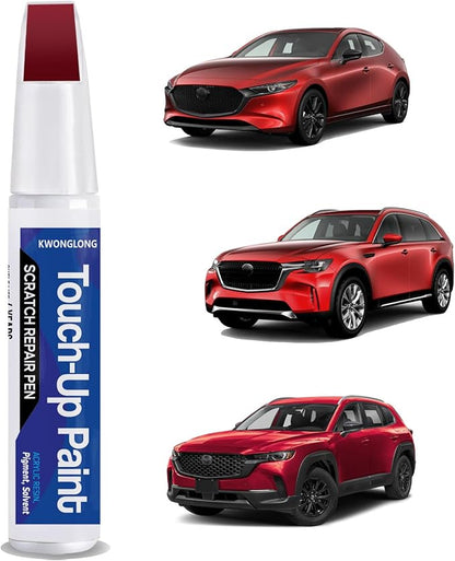 46V Soul Red Crystal Metallic Touchup Paint Compatible with Mazda, 2-in-1 Scratch Repair Pen Exact Color Match, Car Scratch Repair Pen