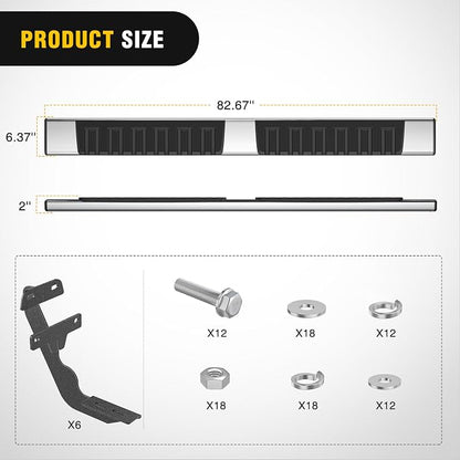 Nilight Running Boards for 2015-2026 Ford F-150 SuperCrew Cab 2017 2018 2019 2020 2021 2022 2023 2024 2025 2026 Ford F250 F350 Super Duty Crew Cab 6 Inch Stainless Steel Bolt-on Side Step Nerf Bars