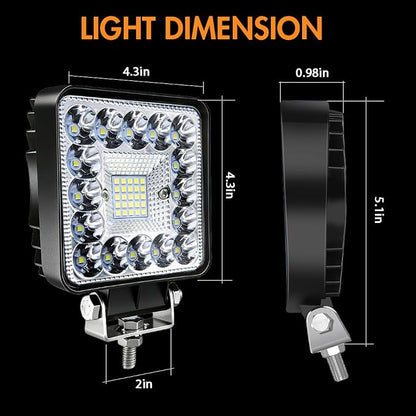 LED Off Road Lights, 4 Inch 123W LED Work Lights, 12V 24V 10000lm LED Tractor Lights for Truck Car Motorcycle Boat RV SUV UTV ATV Snowplow (20PCS)
