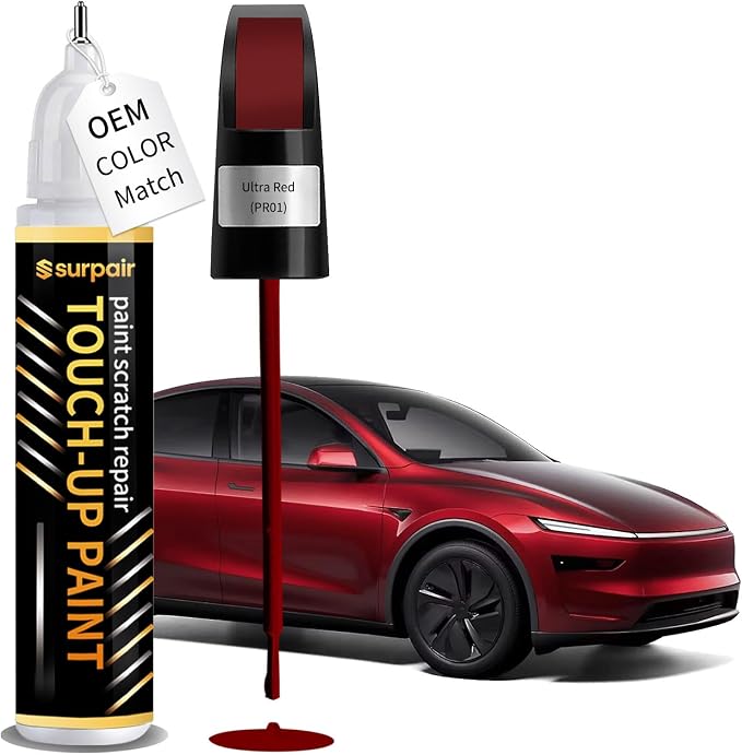 Ultra Red PR01 Touch up Paint for Tesla OEM Color Match Car Scratch Repair Kit for Nicks & Chips Scratches Quick & Easy Paint Fix 2-In-1 Car Scratch Remover Pen