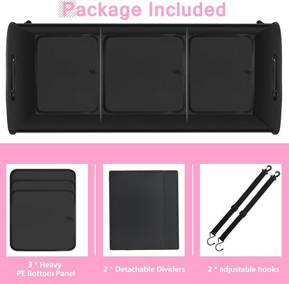 AOPHY Trunk Organizer for Car, 95L Large Capacity Trunk Storage with Non-Slip Bottom Strips, Cargo Organizer for Suv, Truck, Sedan, Waterproof Portable Car Organizers for Women Men(Pink)