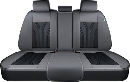 FLORICH Rear Seat Covers Leather Car Seat Covers Waterproof Back Seat Cover Automotive Seat Covers Universal Seat Cushion Protector for Most Cars Trucks SUV-Gray&Black