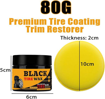 XIRUJNFD 80g Premium Tire Coating & Trim Restorer, Restores Deep Black Shine on Rubber, Tire Shine Polishing Paste with Sponge, Long-Lasting Coating Protection for Car, Truck, Motorcycle, RV (3)