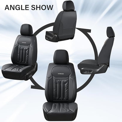 Coverado Front Seat Covers, Luxury Faux Leather Car Seat Protector, Waterproof Seat Covers Seat Cushion, Black Automotive Seat Covers Universal Fit for Most Cars