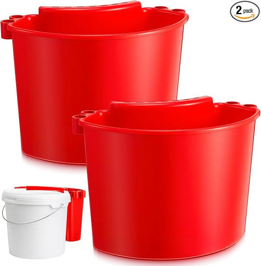 2 Pcs Car Detailing Bucket Organizer 10.2 x 7.8 x 5.5 Inch Car Washing Bucket Caddy Portable Multipurpose Hanging Organizer for Accessories Tool Home Garden Camping (Red)