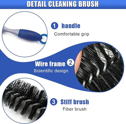 Long Handle Car Engine Cleaning Brush, Hard Bristle Automotive Wash Brushes, Flexible Bendable Vehicle Detailing Brush for Car Radiator Dryer Vent, Engine Oil Residue (2PCS)